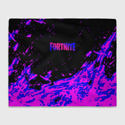 Плед флисовый Fortnite neon logo steel, цвет: 3D-велсофт