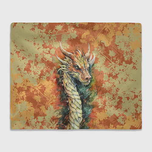 Плед Зеленый древесный дракон с листьями / 3D-Велсофт – фото 1