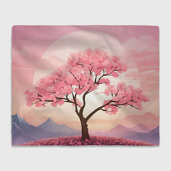 Плед флисовый Вишневое дерево в полном цвету, цвет: 3D-велсофт
