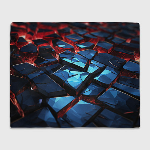 Плед Синие абстрактные плиты и красное свечение / 3D-Велсофт – фото 1