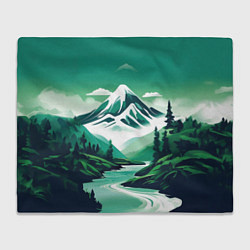 Плед флисовый Графический пейзаж Камчатки, цвет: 3D-велсофт