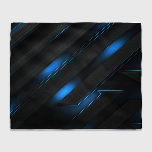 Плед Синий неоновый яркий свет на черном абстрактном фо / 3D-Велсофт – фото 1