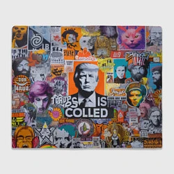 Плед флисовый Donald Trump - american сollage, цвет: 3D-велсофт