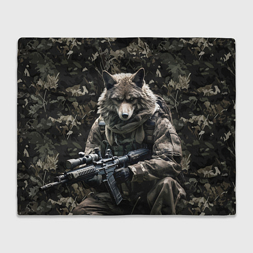 Плед Волк солдат в камуфляже / 3D-Велсофт – фото 1