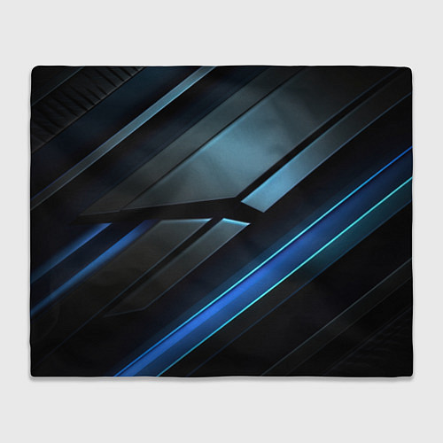 Плед Черная абстракция с синим неоновым ярким свечением / 3D-Велсофт – фото 1