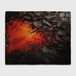 Плед флисовый Черные камни на красном взрыв, цвет: 3D-велсофт