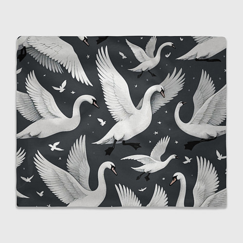 Плед Стая белых лебедей летящих в небе / 3D-Велсофт – фото 1