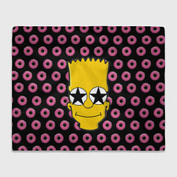 Плед флисовый Барт Симпсон на фоне пончиков, цвет: 3D-велсофт