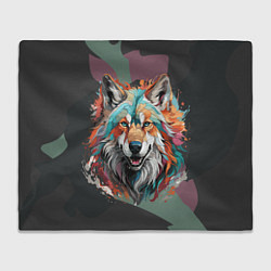 Плед флисовый Голова яркого волка, цвет: 3D-велсофт