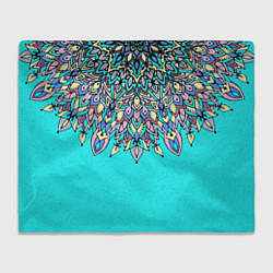 Плед флисовый Мандала голубой, цвет: 3D-велсофт