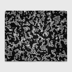 Плед флисовый Капли жидкого металла - камуфляж на чёрном, цвет: 3D-велсофт