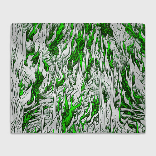 Плед Белый и зелёный узор / 3D-Велсофт – фото 1