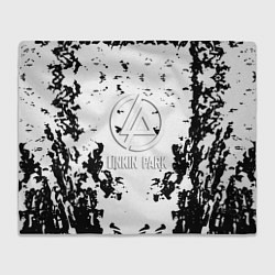 Плед флисовый Linkin park краски лого чёрно белый, цвет: 3D-велсофт