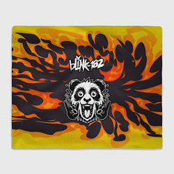 Плед флисовый Blink 182 рок панда и огонь, цвет: 3D-велсофт