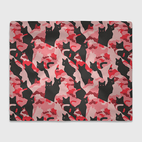 Плед Розовый камуфляж из котов / 3D-Велсофт – фото 1