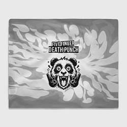 Плед Five Finger Death Punch рок панда на светлом фоне