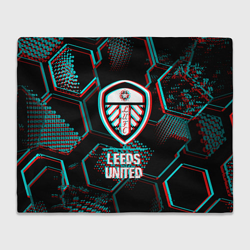 Плед Leeds United FC в стиле glitch на темном фоне / 3D-Велсофт – фото 1