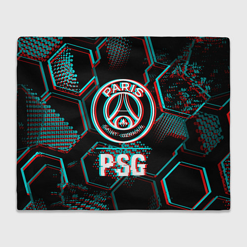 Плед PSG FC в стиле glitch на темном фоне / 3D-Велсофт – фото 1