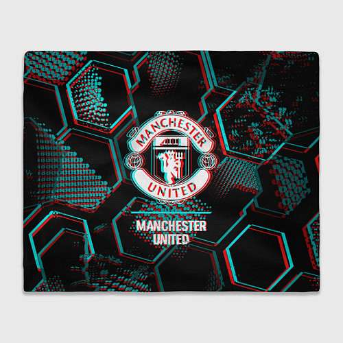 Плед Manchester United FC в стиле glitch на темном фоне / 3D-Велсофт – фото 1