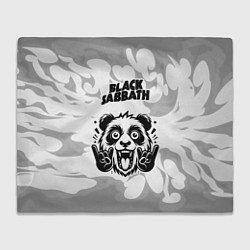 Плед флисовый Black Sabbath рок панда на светлом фоне, цвет: 3D-велсофт