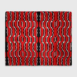 Плед флисовый Красные и белые техно линии, цвет: 3D-велсофт