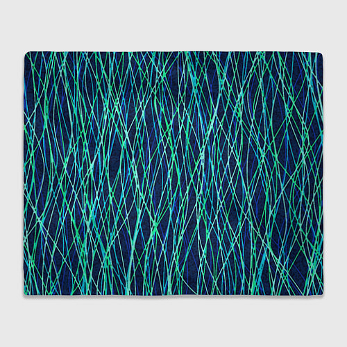 Плед Тёмно-синий абстрактный неоновые линии / 3D-Велсофт – фото 1