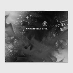 Плед флисовый Manchester City sport на темном фоне посередине, цвет: 3D-велсофт