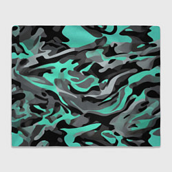 Плед флисовый Серо-бирюзовый камуфляж, цвет: 3D-велсофт