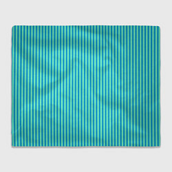 Плед флисовый Зелёно-голубой полосатый, цвет: 3D-велсофт
