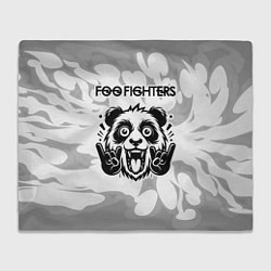 Плед флисовый Foo Fighters рок панда на светлом фоне, цвет: 3D-велсофт