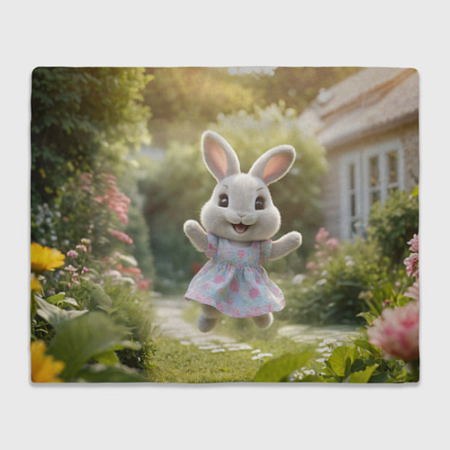 Плед Забавный белый кролик в платье / 3D-Велсофт – фото 1