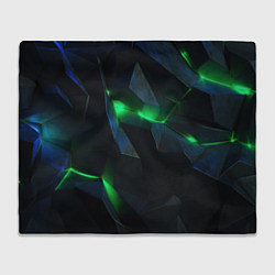 Плед флисовый Объемная геометрическая зеленая неоновая абстракци, цвет: 3D-велсофт