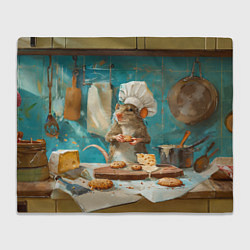 Плед флисовый Крыса шеф повар на кухне, цвет: 3D-велсофт