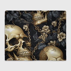 Плед Золотые черепа с цепями