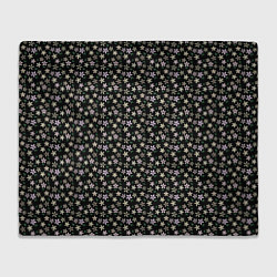 Плед флисовый Паттерн мелкие цветочки чёрный, цвет: 3D-велсофт