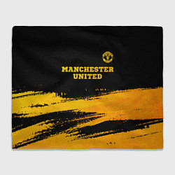 Плед флисовый Manchester United - gold gradient посередине, цвет: 3D-велсофт