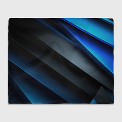 Плед флисовый Темная синяя стильная абстракция на черном фоне, цвет: 3D-велсофт