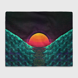 Плед флисовый Пиксельный ретро закат, цвет: 3D-велсофт