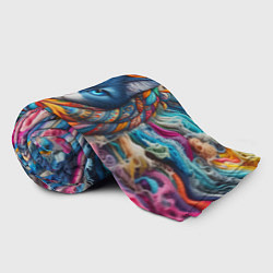 Плед флисовый Прикольный котейка в шарфике - нейросеть, цвет: 3D-велсофт — фото 2