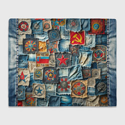 Плед флисовый Ретро пэчворк СССР, цвет: 3D-велсофт
