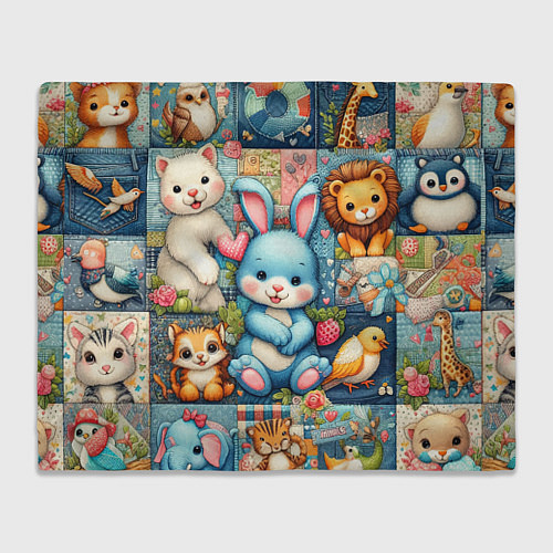 Плед Funny hare and his friends - patchwork / 3D-Велсофт – фото 1