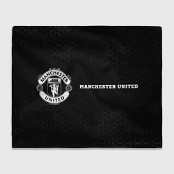 Плед флисовый Manchester United sport на темном фоне по-горизонт, цвет: 3D-велсофт