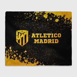Плед флисовый Atletico Madrid - gold gradient по-горизонтали, цвет: 3D-велсофт