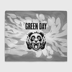 Плед флисовый Green Day рок панда на светлом фоне, цвет: 3D-велсофт