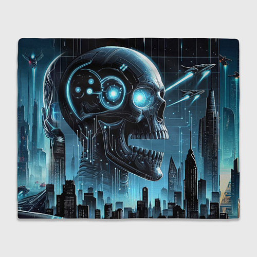 Плед Cyberpunk skull - metropolis neon glow / 3D-Велсофт – фото 1