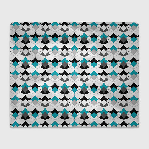 Плед Разноцветный черный голубой с белым геометрический / 3D-Велсофт – фото 1