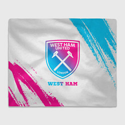 Плед флисовый West Ham neon gradient style, цвет: 3D-велсофт