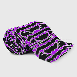 Плед флисовый Техно фиолетовые линии с белой обводкой на чёрном, цвет: 3D-велсофт — фото 2