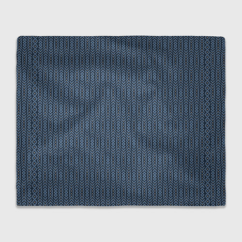 Плед Серо-синий текстурированные полосы / 3D-Велсофт – фото 1