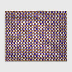 Плед флисовый Сине-бежевый текстурированный квадраты-рябь, цвет: 3D-велсофт